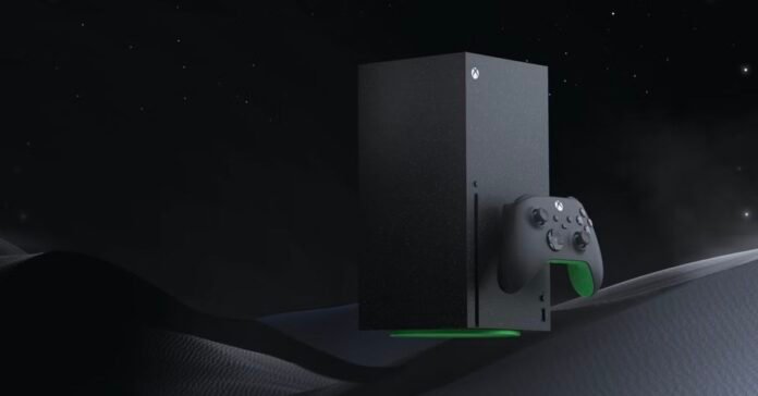 An Xbox Series X 2TB Galaxy Black Special Edition console rendered against a nighttime desert backdrop.